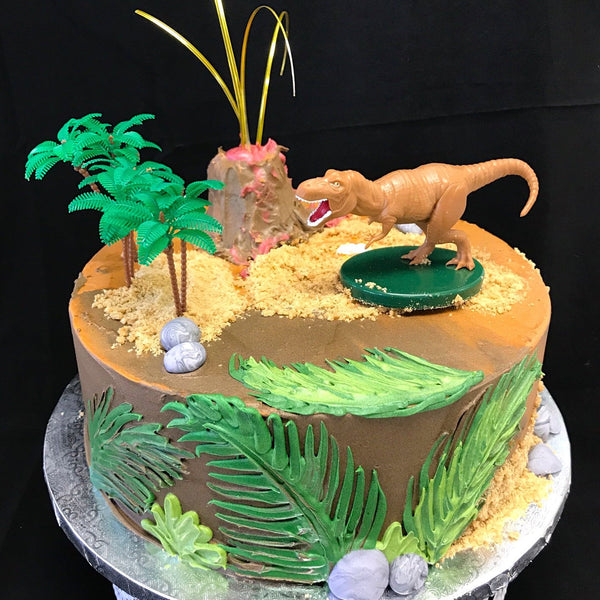 Gâteau dinosaure volcan sans gluten