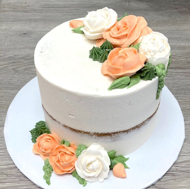 Naked clustered Flowers cake
