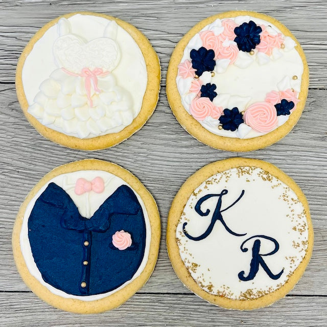 Four custom Frosted WEDDING Cookies (pickup only)