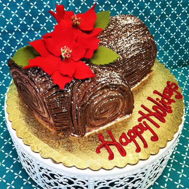 Yule Log with poinsettia (pickup only)